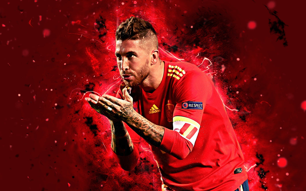 Sergio Ramos Football Poster High Quality Glossy Paper A1 A2 A3 A4 A3 Framed or Unframed!!!