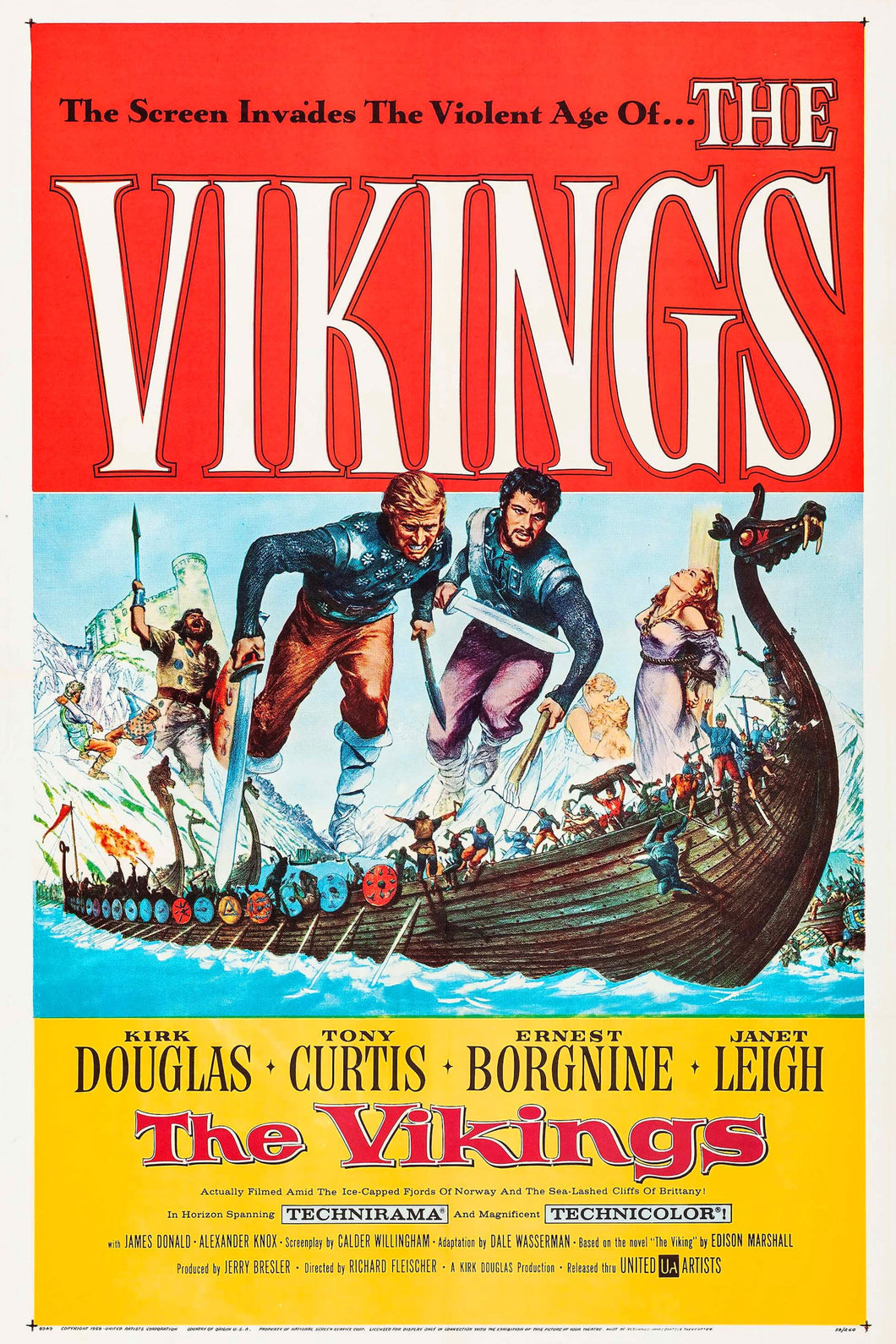 The Vikings (1958) Movie Poster High Quality Glossy Paper A1 A2 A3 A4 A3 Framed or Unframed!!!