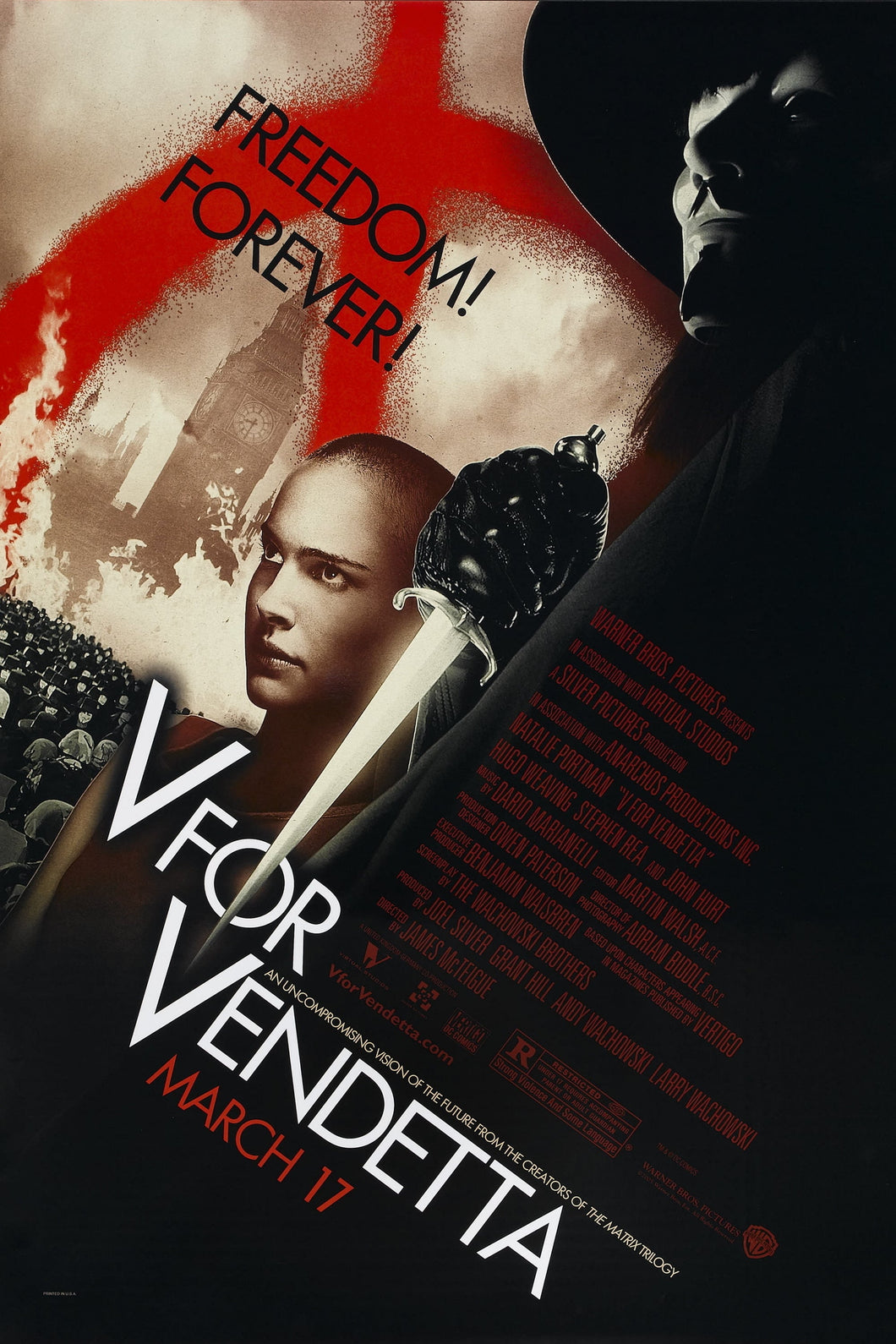 V for Vendetta 2006 v1  Movie Poster High Quality Glossy Paper A1 A2 A3 A4 A3 Framed or Unframed!!!